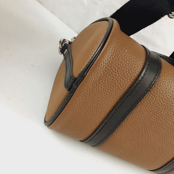 DUYP Melodie Cecile Pebbled Leather Shoulder Bag Brown & Black Satchel W/ Insert - Picture 15 of 16